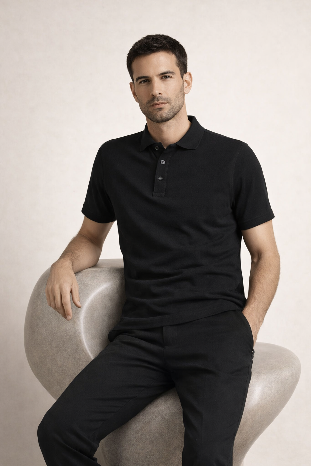 Verfeinertes Polo Schwarz Maja