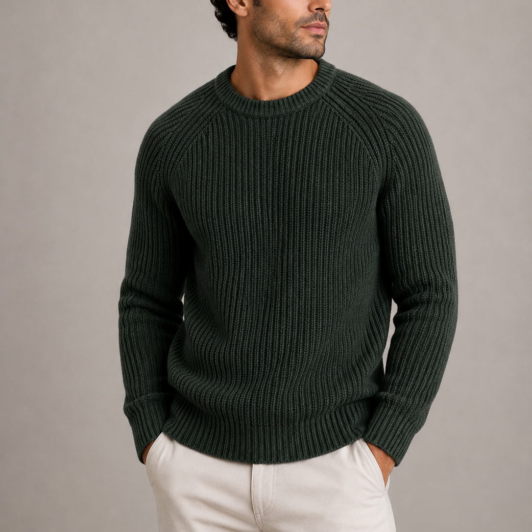 Herren Schwergewicht Fischer-Rippstrickpullover RivaSylt