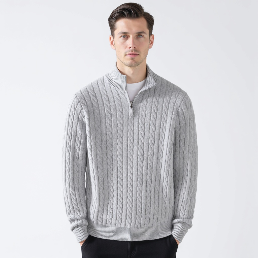 Wiener Zipper-Pullover - Grau RivaSylt