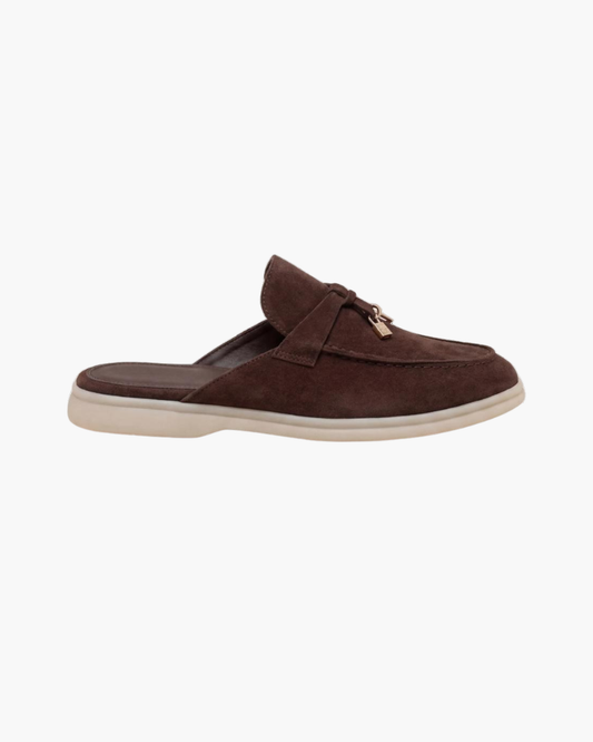 Braune Wildleder-Mule im mediterranen Stil Maja