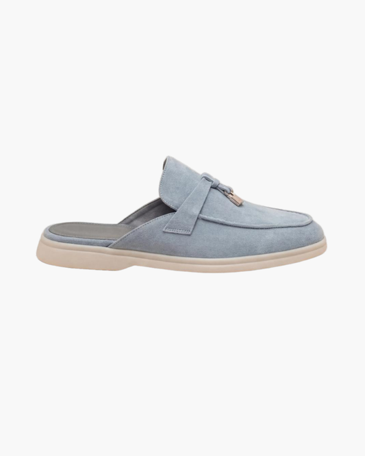 Himmelblauer Wildleder-Mule im mediterranen Stil Maja
