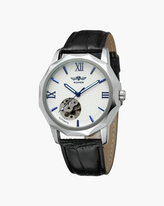 Klassische Skeleton Zifferblatt Stahl Uhr Maja