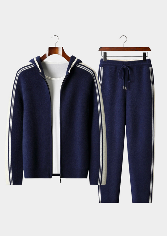 Reines Extra-feines Merinowoll Navy Blue Damien Set RivaSylt