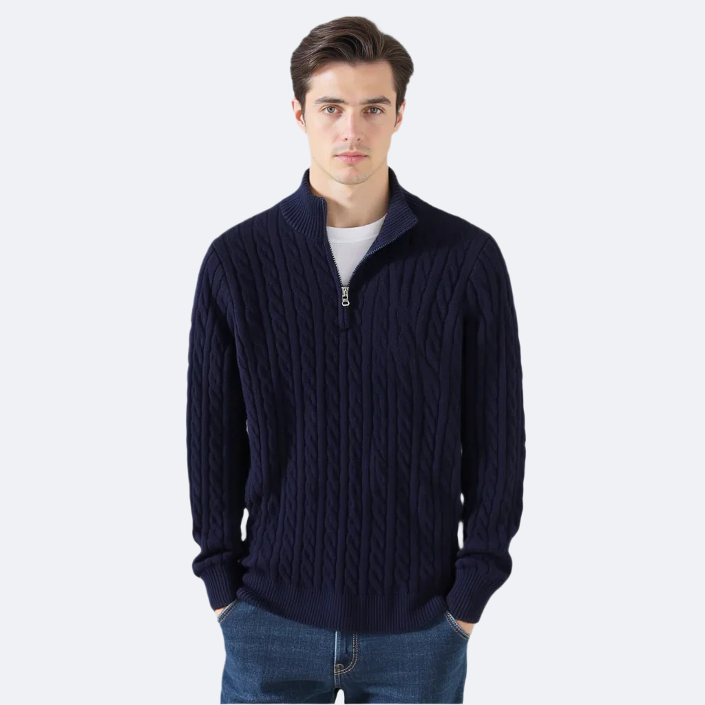 Wien Zipped Sweater - Marineblau RivaSylt