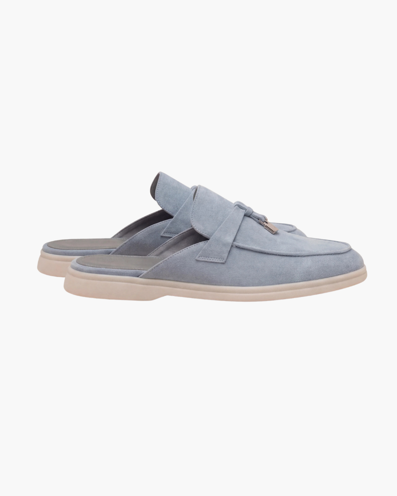 Himmelblauer Wildleder-Mule im mediterranen Stil Maja