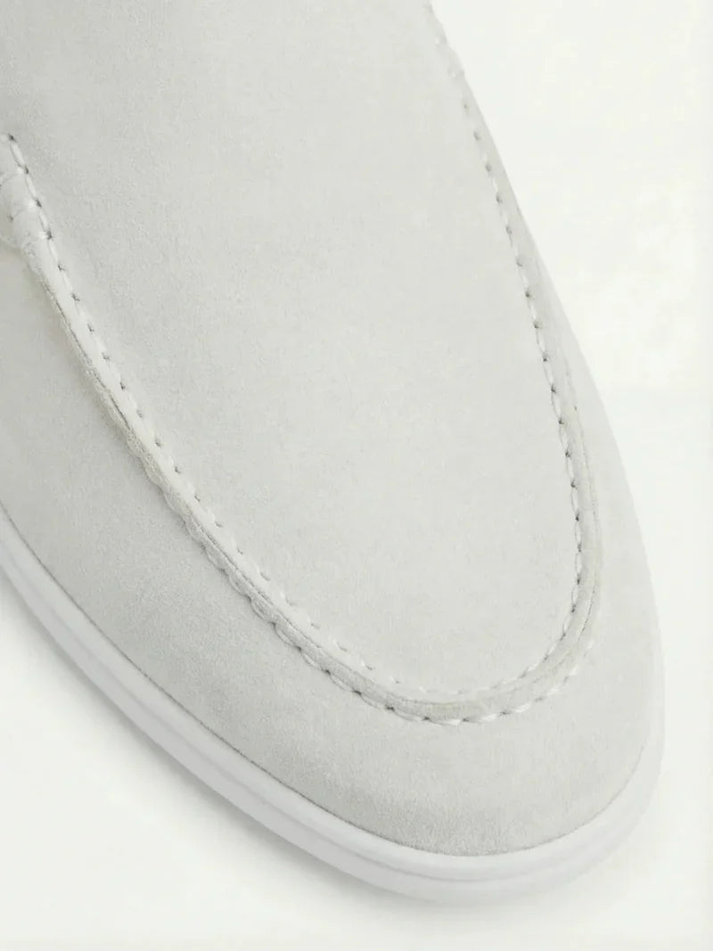 Weiße Wildleder Yacht-Mules Maja