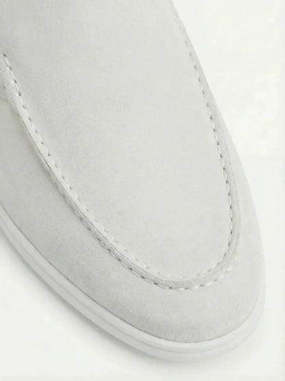 Weiße Wildleder Yacht-Mules Maja