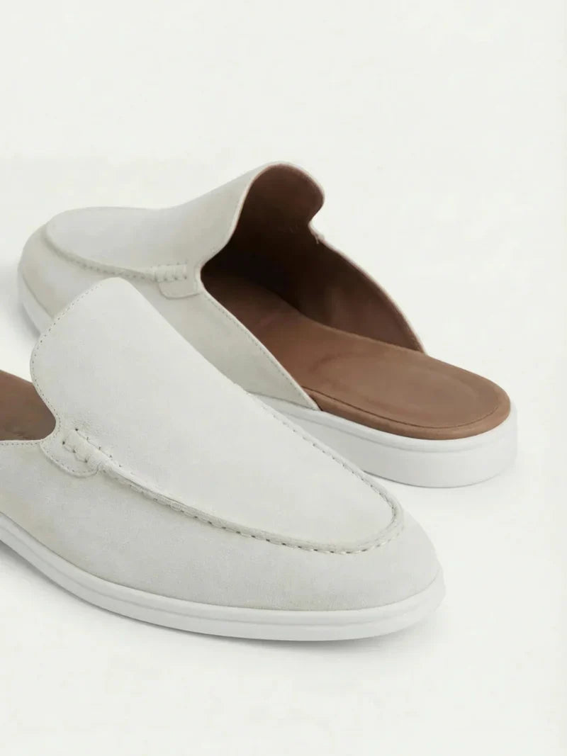 Weiße Wildleder Yacht-Mules Maja