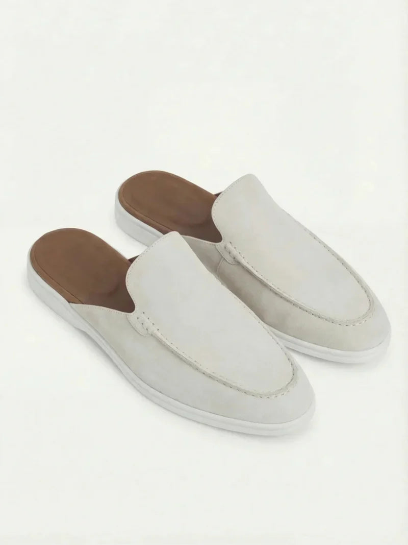 Weiße Wildleder Yacht-Mules Maja