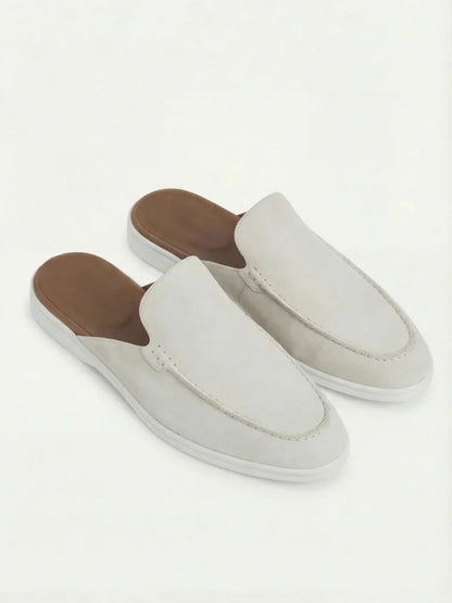Weiße Wildleder Yacht-Mules Maja