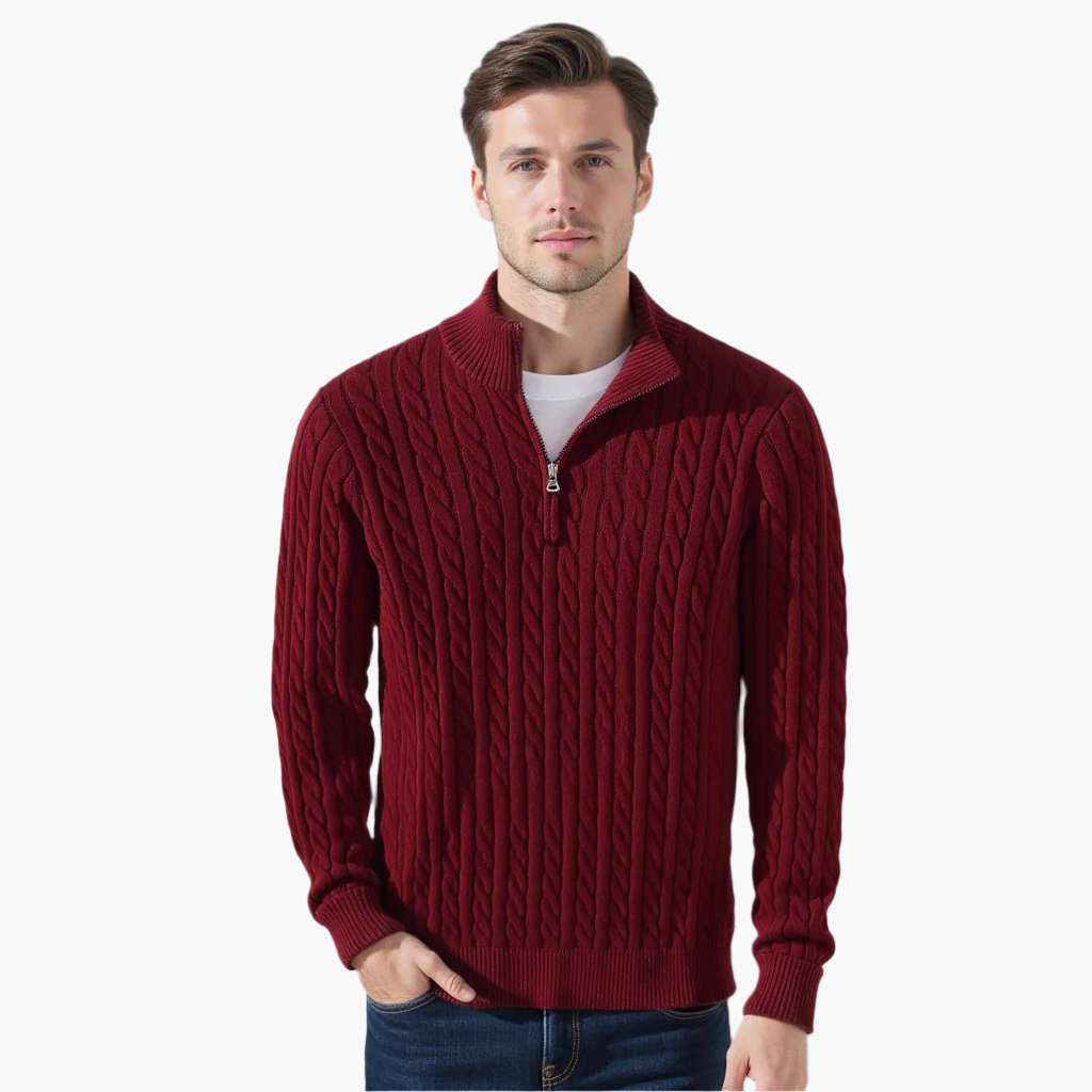 Wien Zipped Sweater - Burgunder RivaSylt