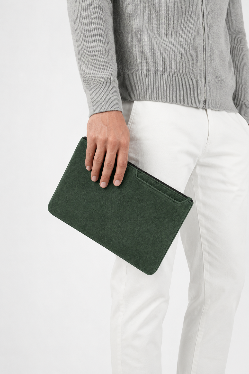 Alcantara Clutch Bag Mitternachtsgrün Maja