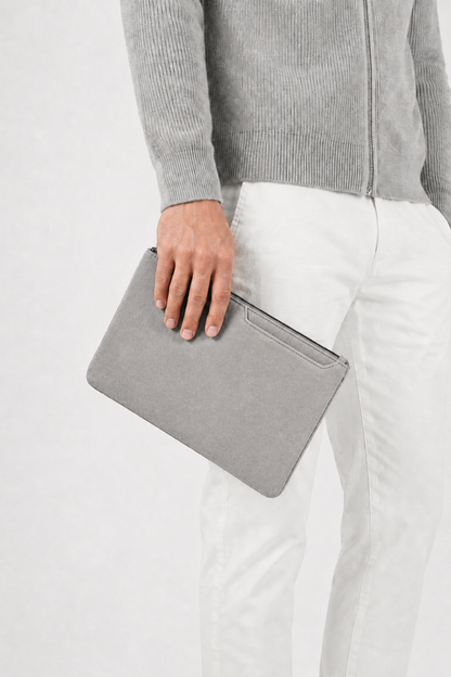 Alcantara Clutch Bag Mondstein Grau Maja