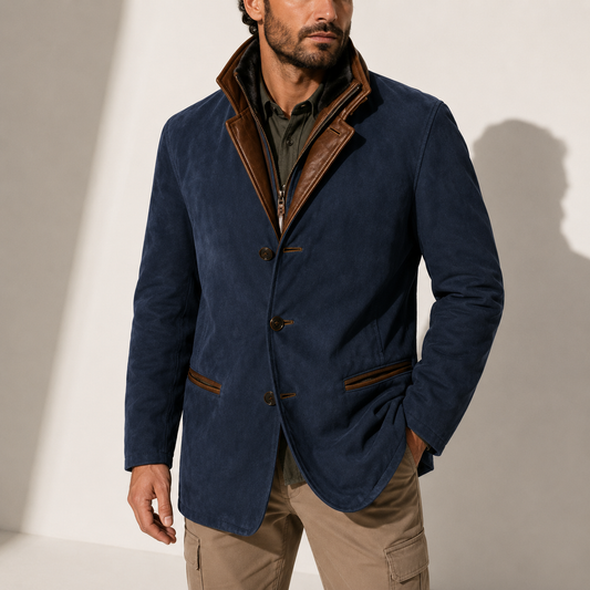 Herren Wintermantel – Wildleder Stehkragen Smarter Casual-Jacke RivaSylt