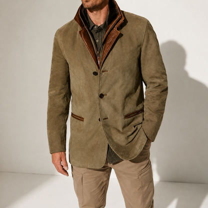 Herren Wintermantel – Wildleder Stehkragen Smarter Casual-Jacke RivaSylt