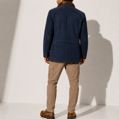 Herren Wintermantel – Wildleder Stehkragen Smarter Casual-Jacke RivaSylt