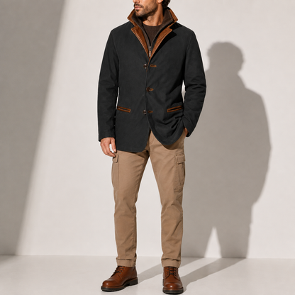 Herren Wintermantel – Wildleder Stehkragen Smarter Casual-Jacke RivaSylt