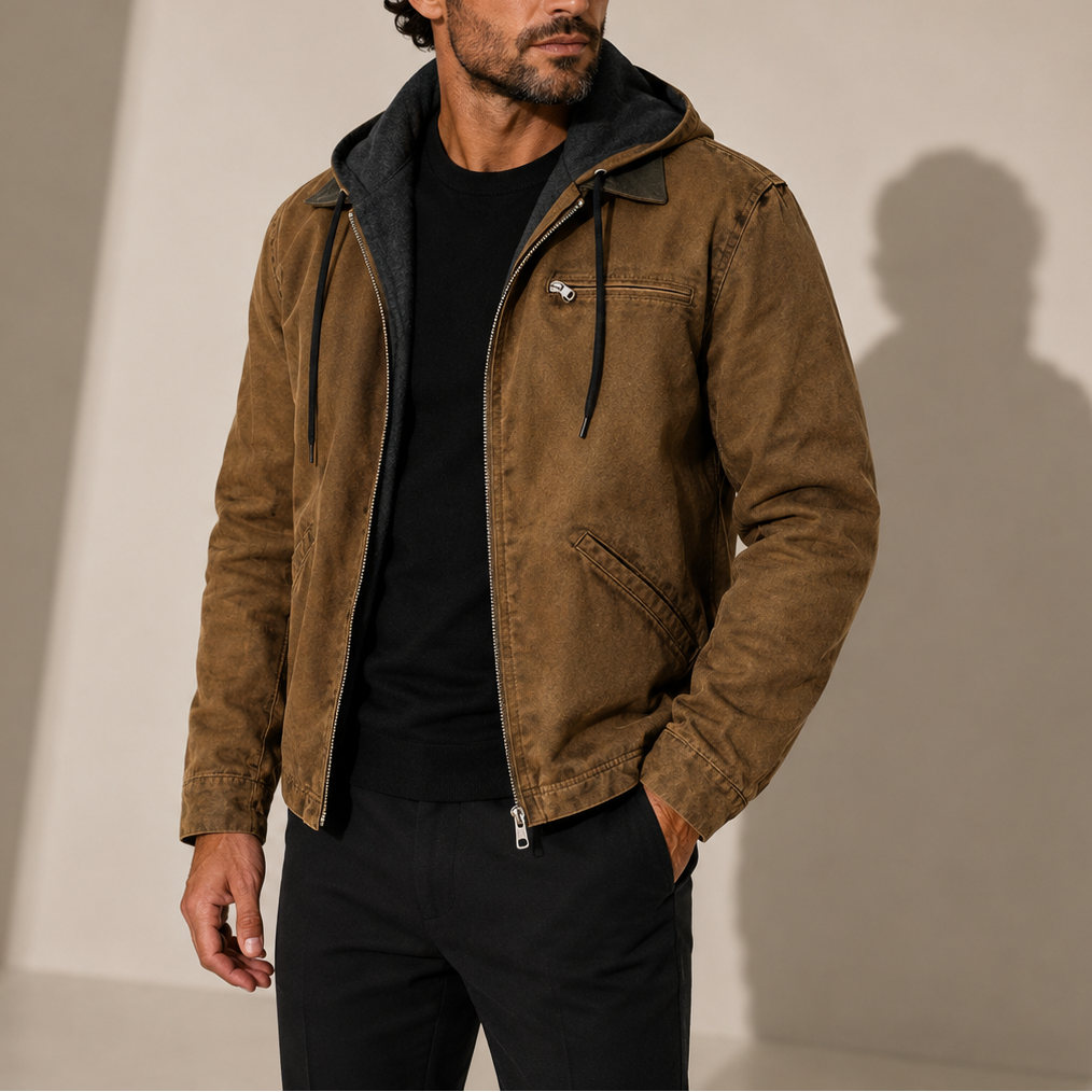 Herren Kapuzenjacke – Fleece gefütterte lässige Winterjacke mit Reißverschluss RivaSylt