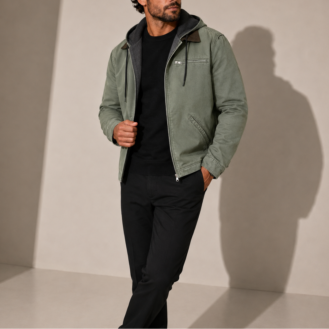 Herren Kapuzenjacke – Fleece gefütterte lässige Winterjacke mit Reißverschluss RivaSylt