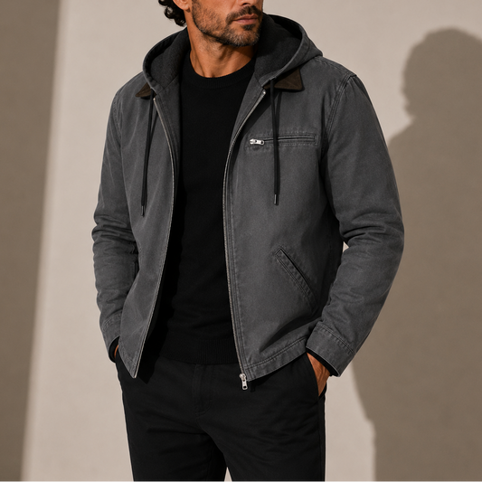 Herren Kapuzenjacke – Fleece gefütterte lässige Winterjacke mit Reißverschluss RivaSylt