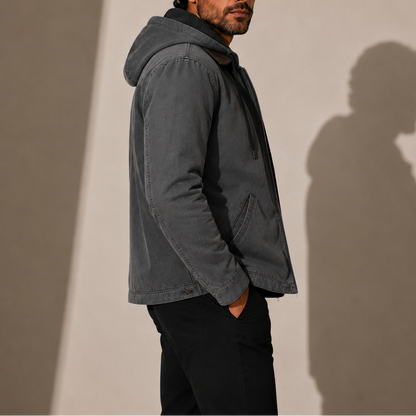 Herren Kapuzenjacke – Fleece gefütterte lässige Winterjacke mit Reißverschluss RivaSylt
