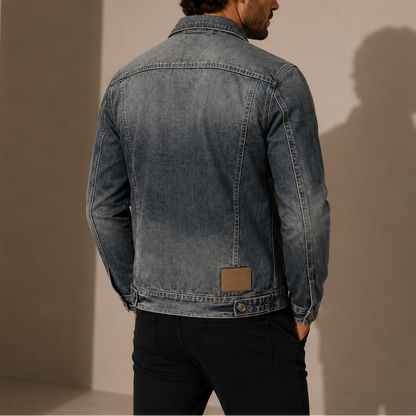 Herren Vintage Denim Jacke – Retro Gewaschener Freizeitstil RivaSylt
