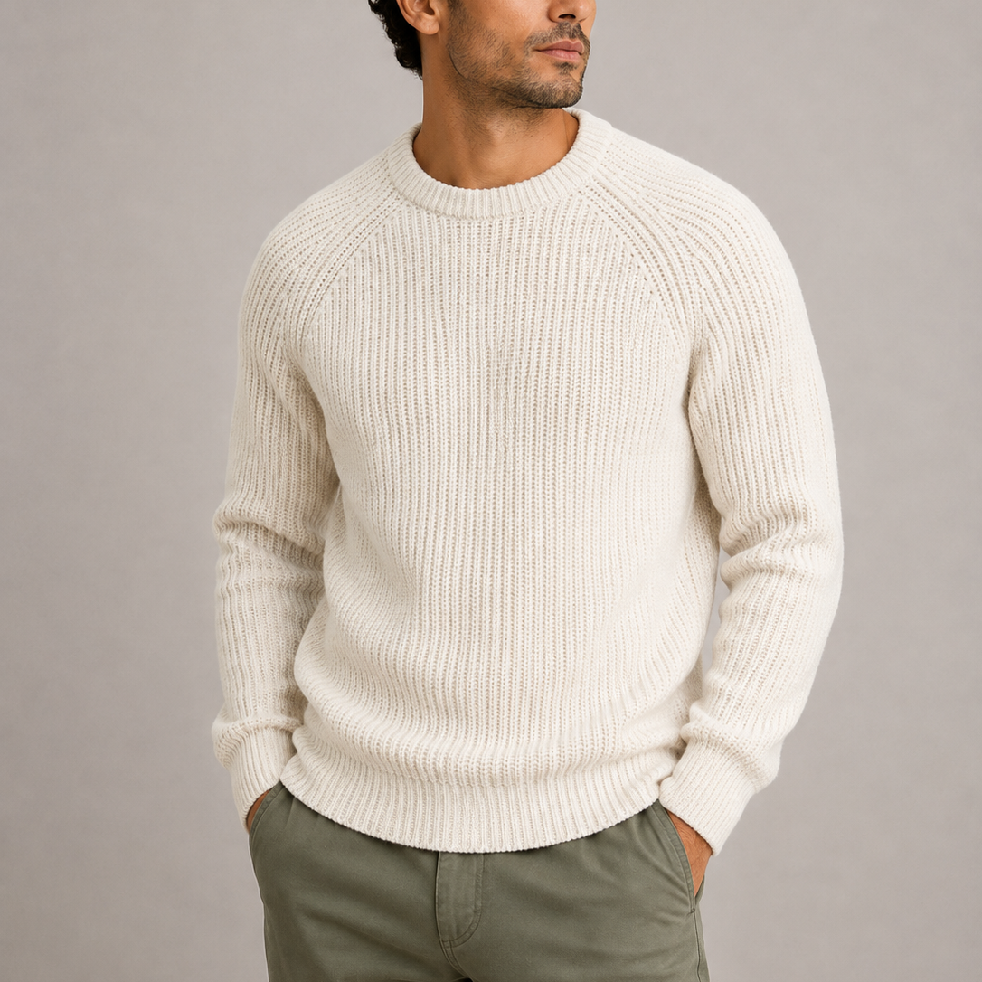 Herren Schwergewicht Fischer-Rippstrickpullover RivaSylt