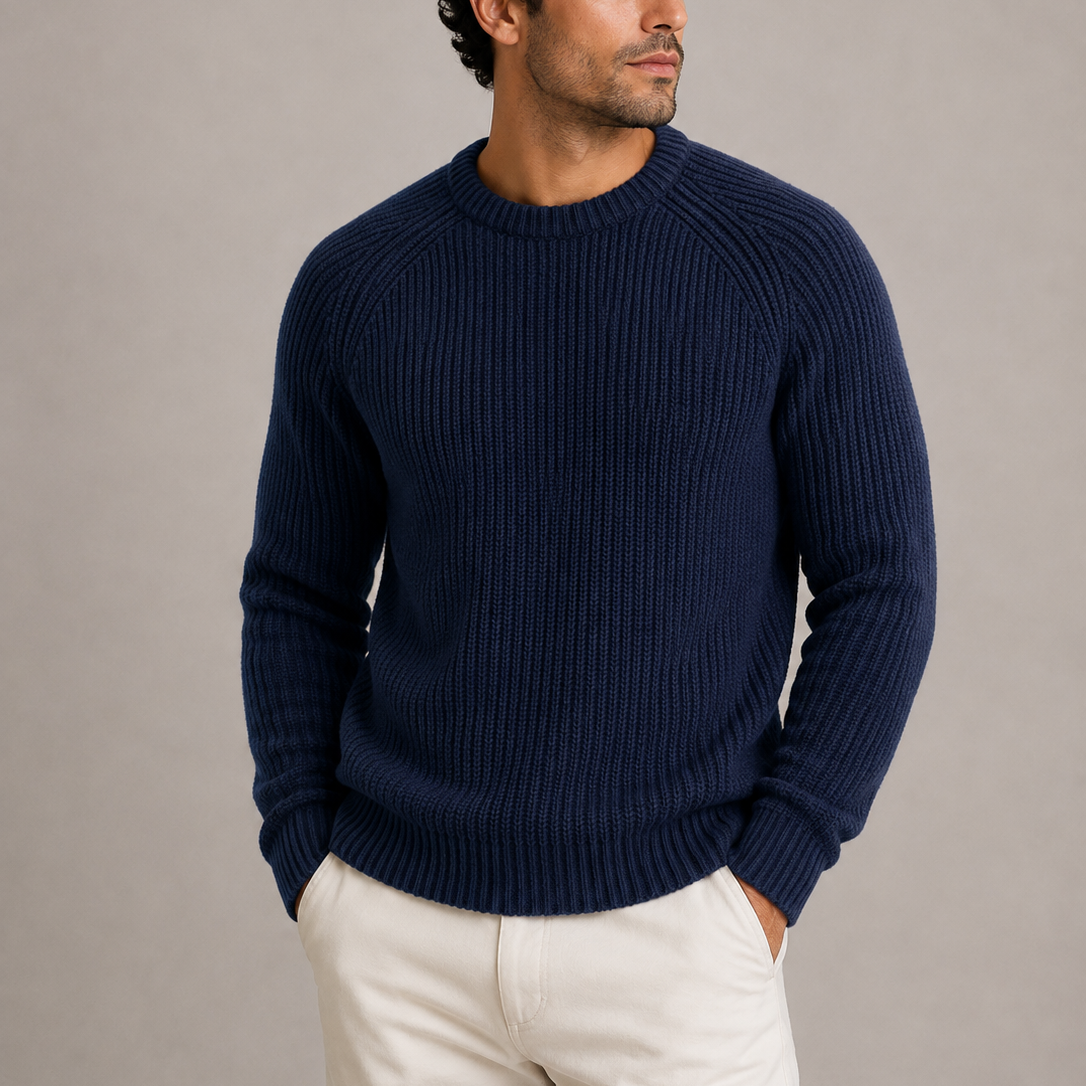 Herren Schwergewicht Fischer-Rippstrickpullover RivaSylt
