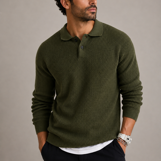 Herren Slim Fit Strickpullover mit Reverskragen RivaSylt