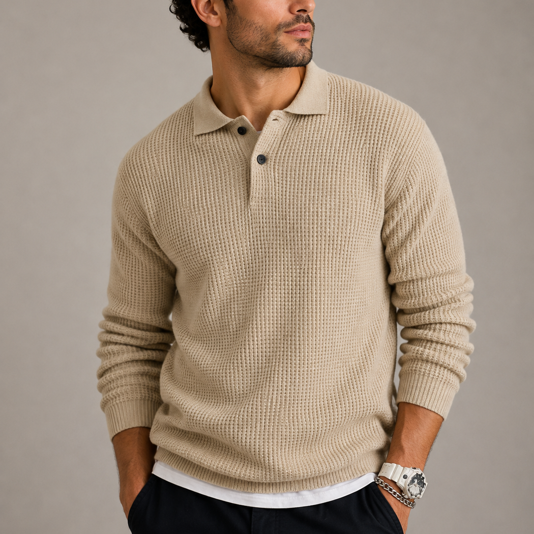 Herren Slim Fit Strickpullover mit Reverskragen RivaSylt