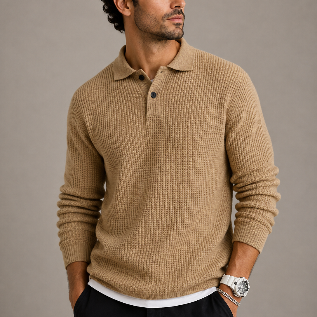 Herren Slim Fit Strickpullover mit Reverskragen RivaSylt