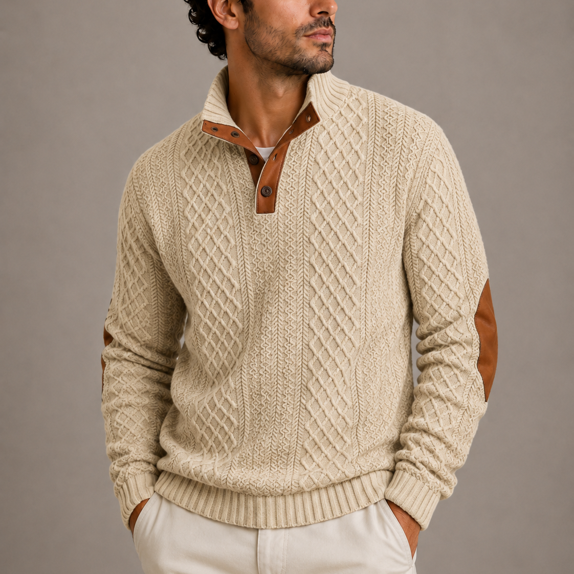 Herren Jacquard Rundhals Strickpullover RivaSylt