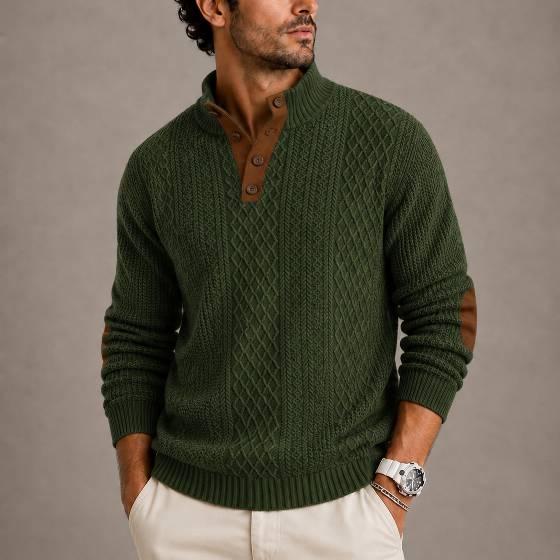 Herren Jacquard Rundhals Strickpullover RivaSylt