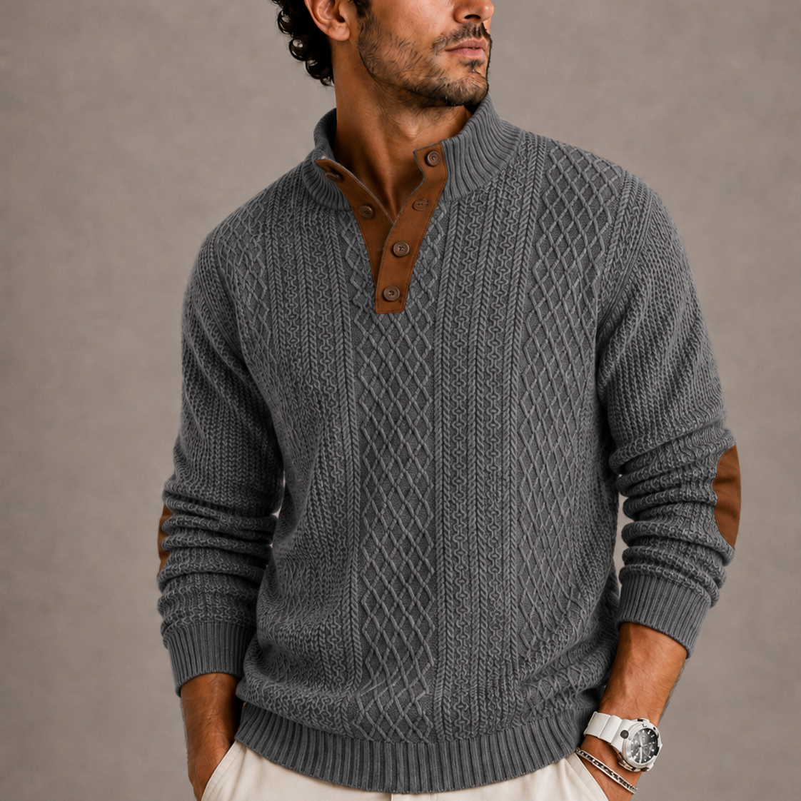 Herren Jacquard Rundhals Strickpullover RivaSylt