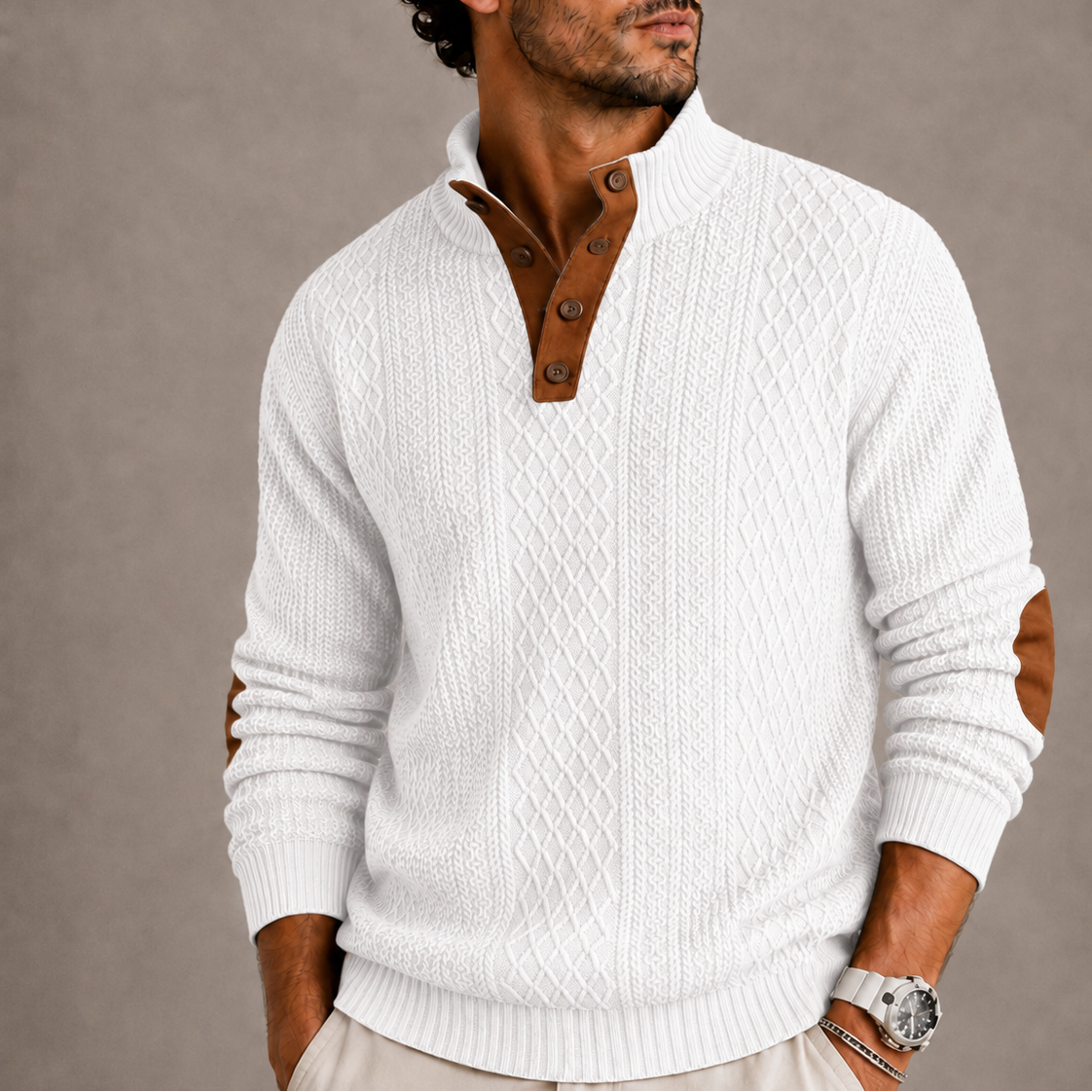 Herren Jacquard Rundhals Strickpullover RivaSylt