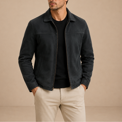 Herren Wildlederjacke – Vintage Reißverschluss Freizeitstil RivaSylt