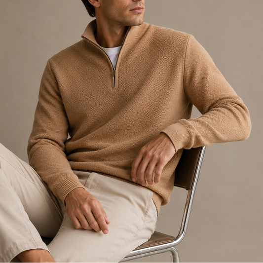 Herren Quarter Zip Pullover – Strukturierter Strickpullover mit Stehkragen RivaSylt
