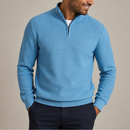 Herren Quarter Zip Pullover – Strukturierter Strickpullover mit Stehkragen RivaSylt