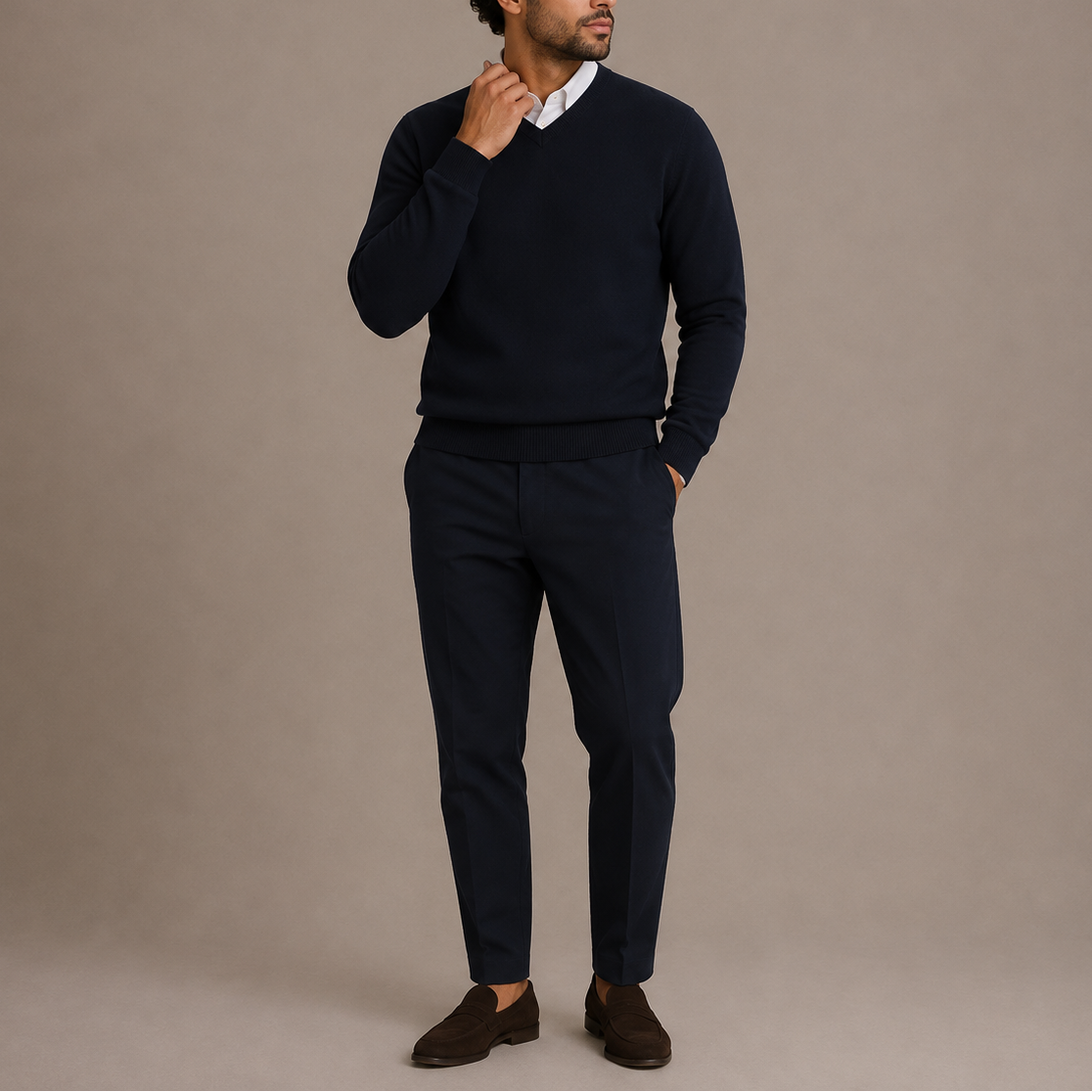 Herren V-Ausschnitt Pullover – Klassischer Strick Langarm-Pullover RivaSylt