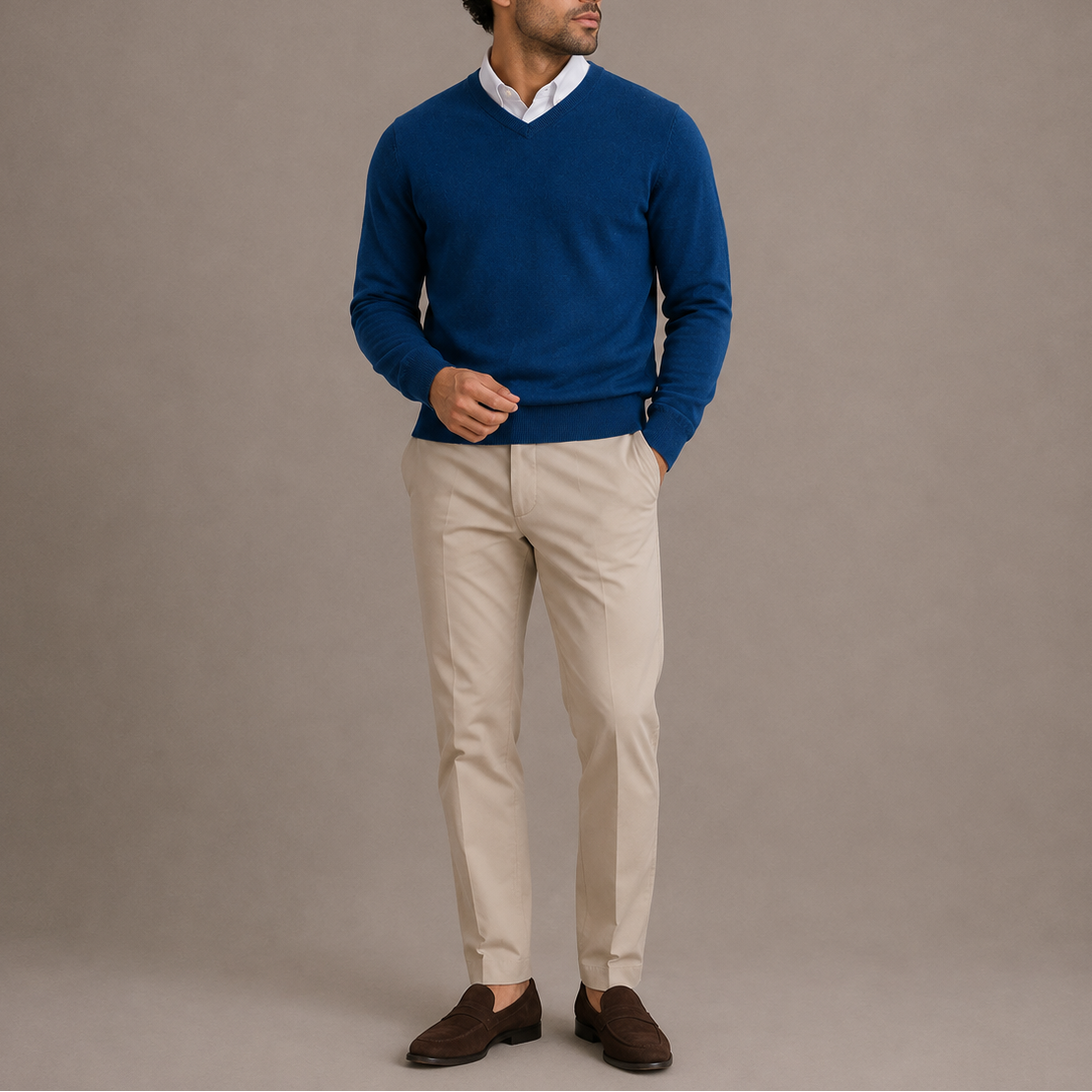 Herren V-Ausschnitt Pullover – Klassischer Strick Langarm-Pullover RivaSylt