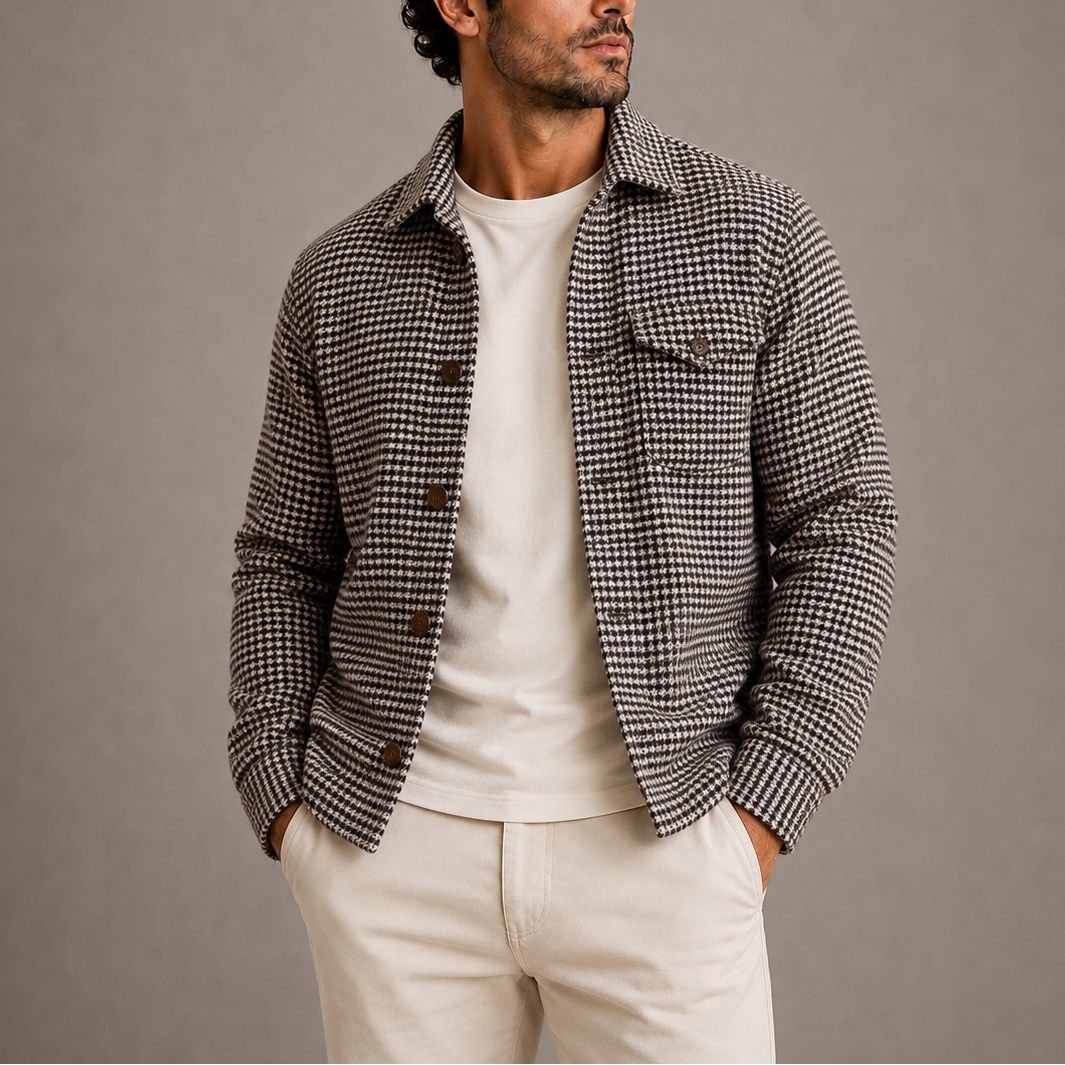 Herren-Hahnentrittmuster Hemdjacke RivaSylt