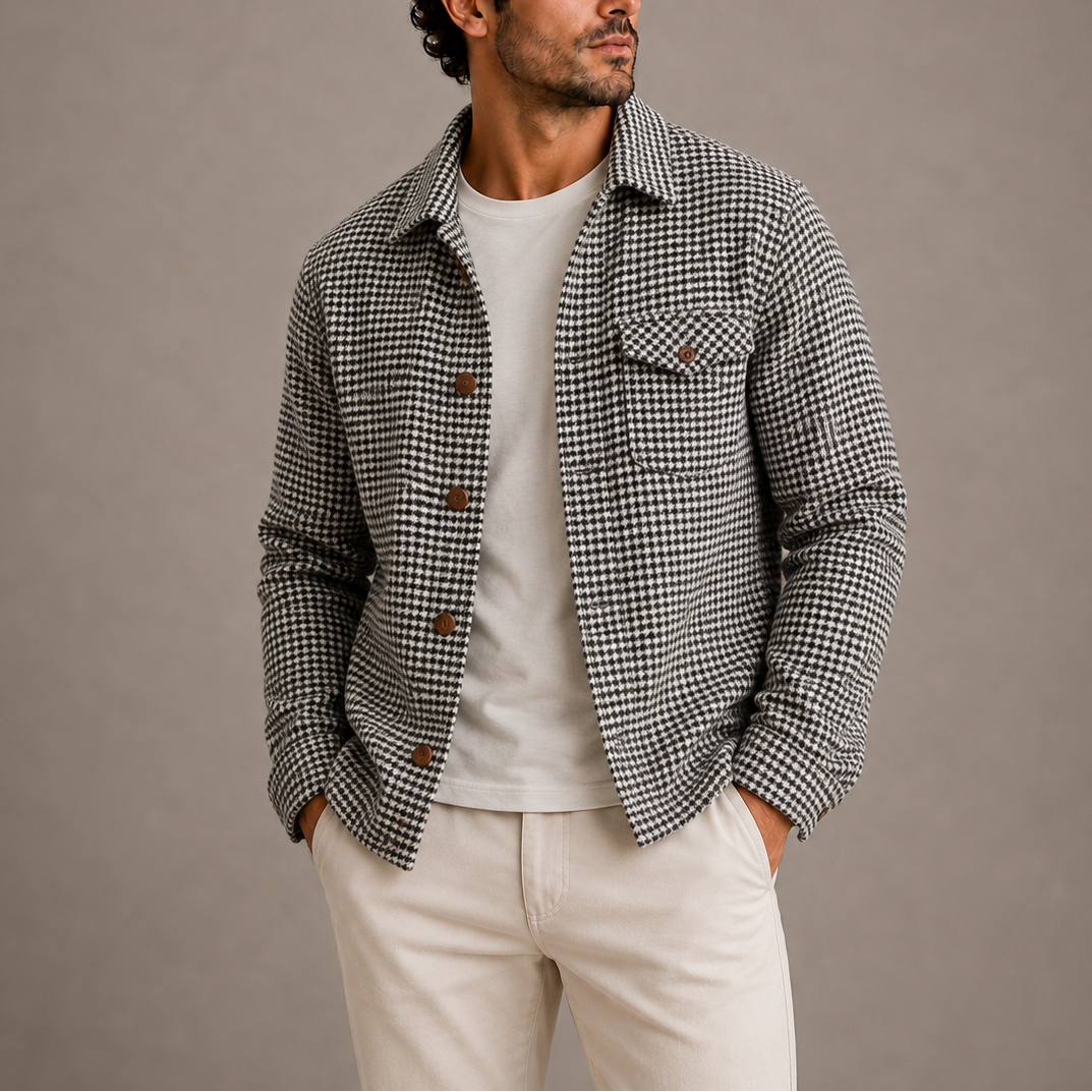 Herren-Hahnentrittmuster Hemdjacke RivaSylt
