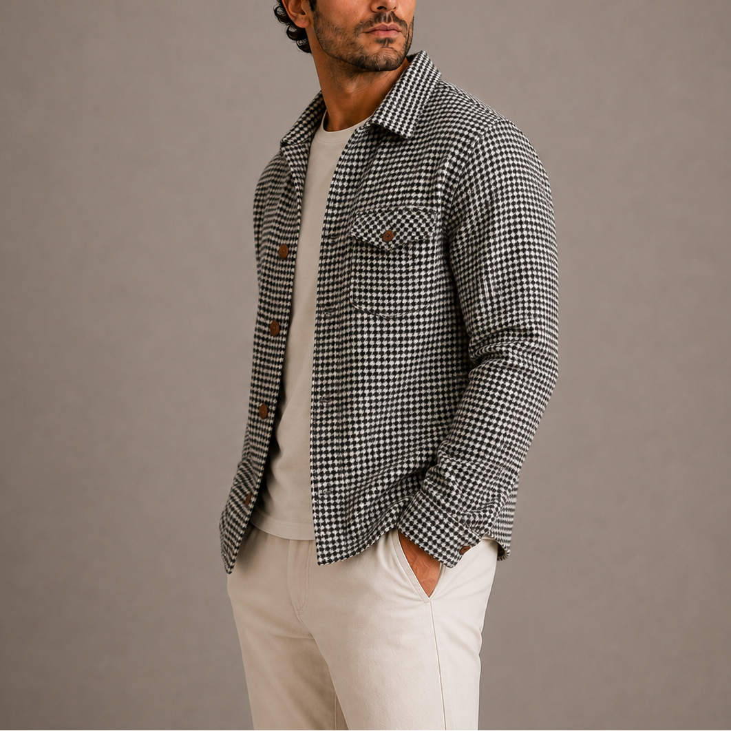Herren-Hahnentrittmuster Hemdjacke RivaSylt