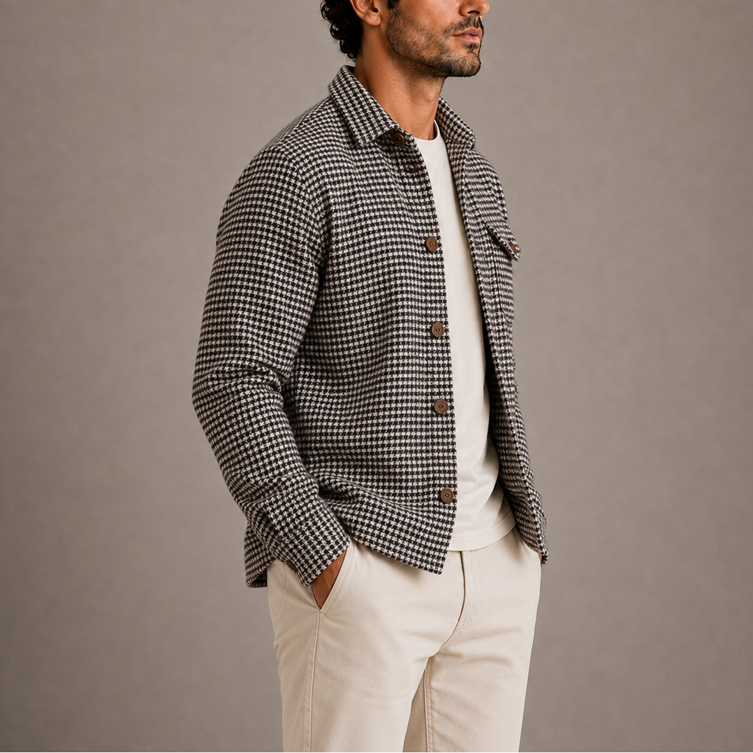 Herren-Hahnentrittmuster Hemdjacke RivaSylt