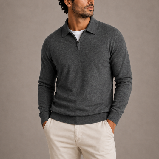 Herren Quarter-Zip Polo Strickpullover RivaSylt