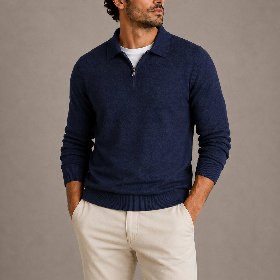 Herren Quarter-Zip Polo Strickpullover RivaSylt
