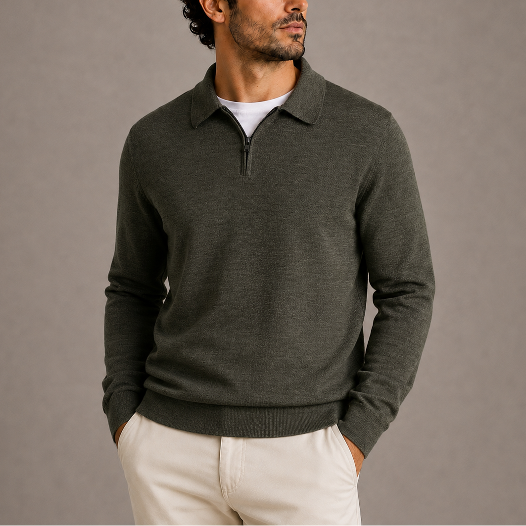Herren Quarter-Zip Polo Strickpullover RivaSylt