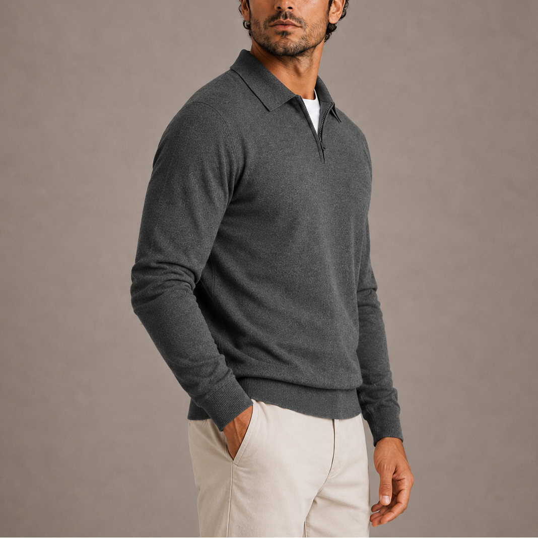 Herren Quarter-Zip Polo Strickpullover RivaSylt