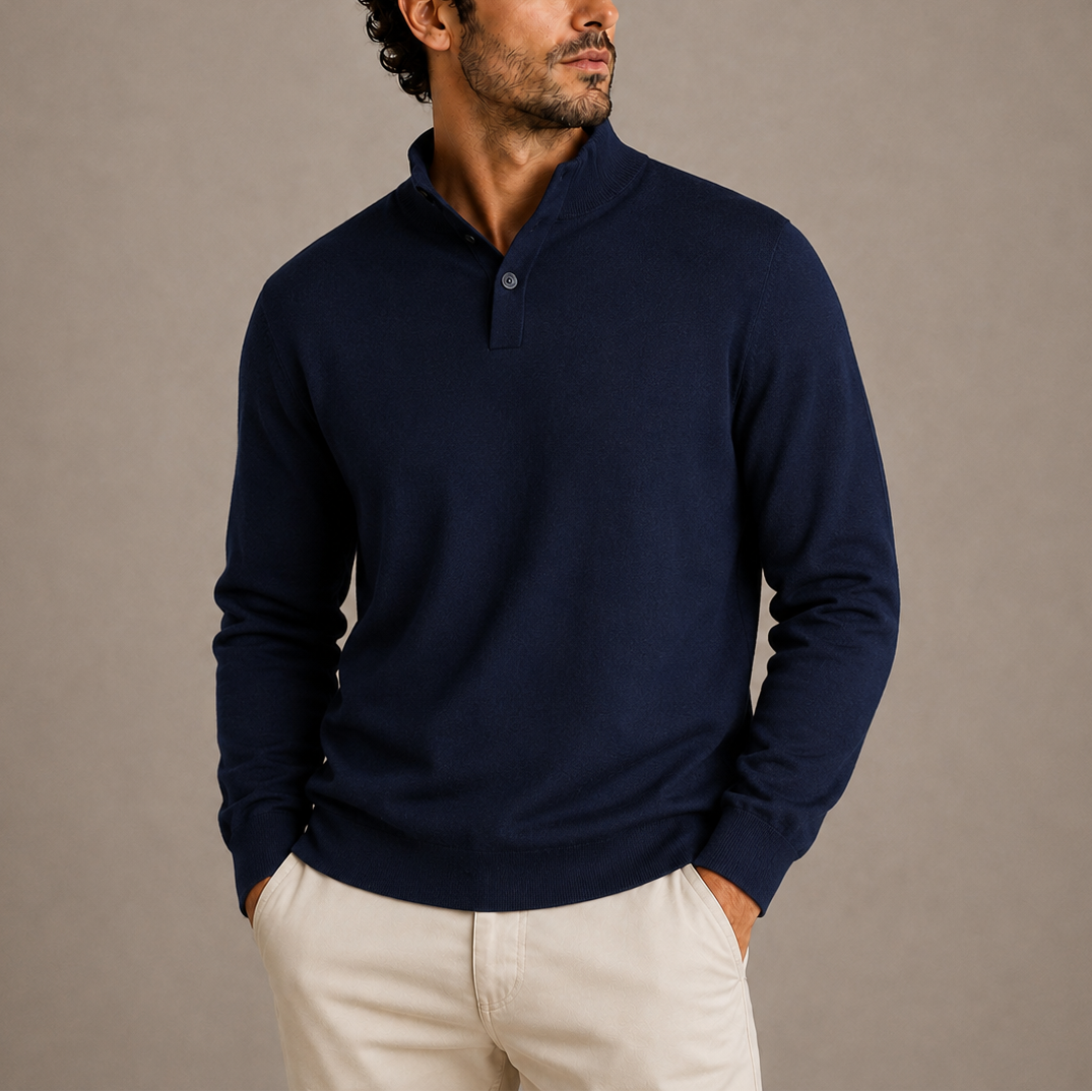 Herren Langarm Strick-Polo-Sweater RivaSylt