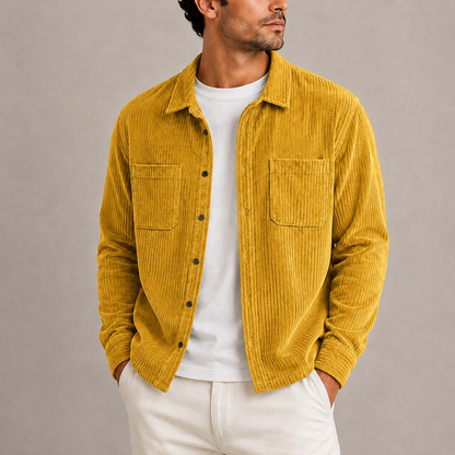 Herren Corduroy Overshirt Jacke – Langarm Button-Up RivaSylt